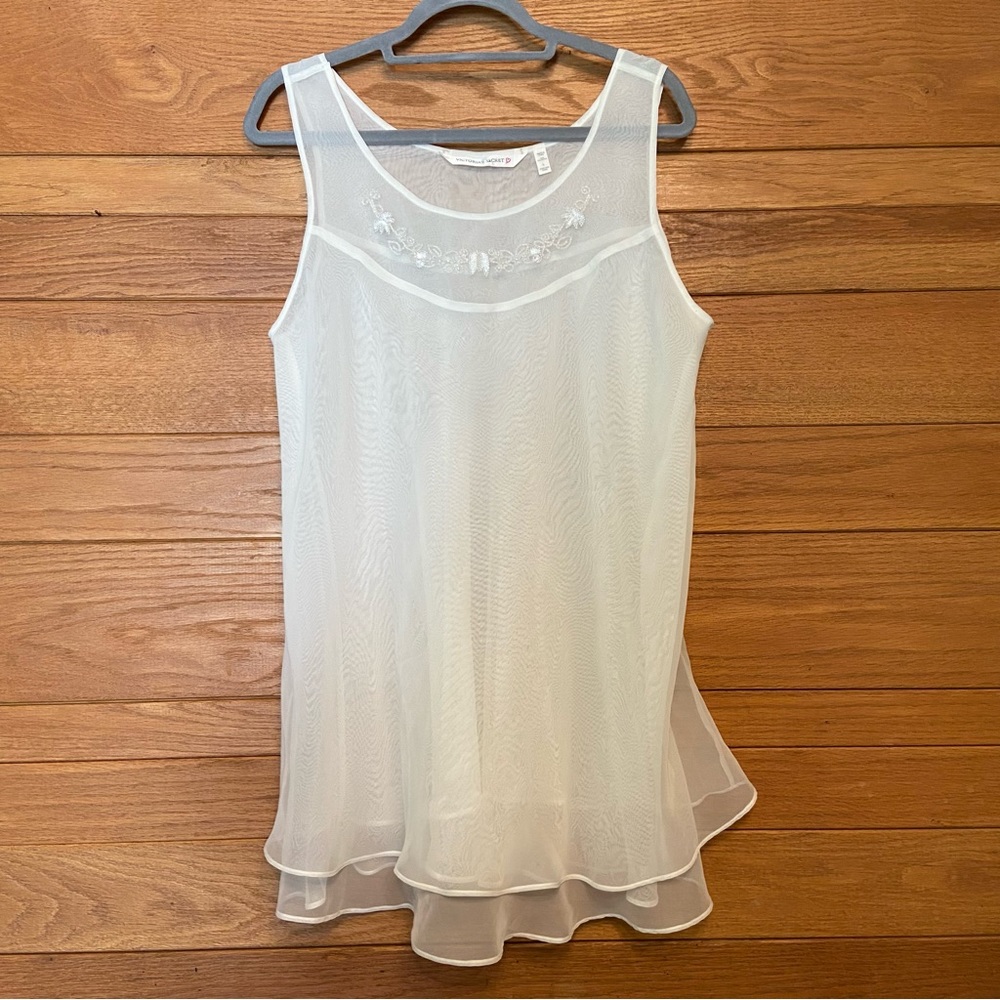 Y2K Victoria's Secret white sheer beaded nightie